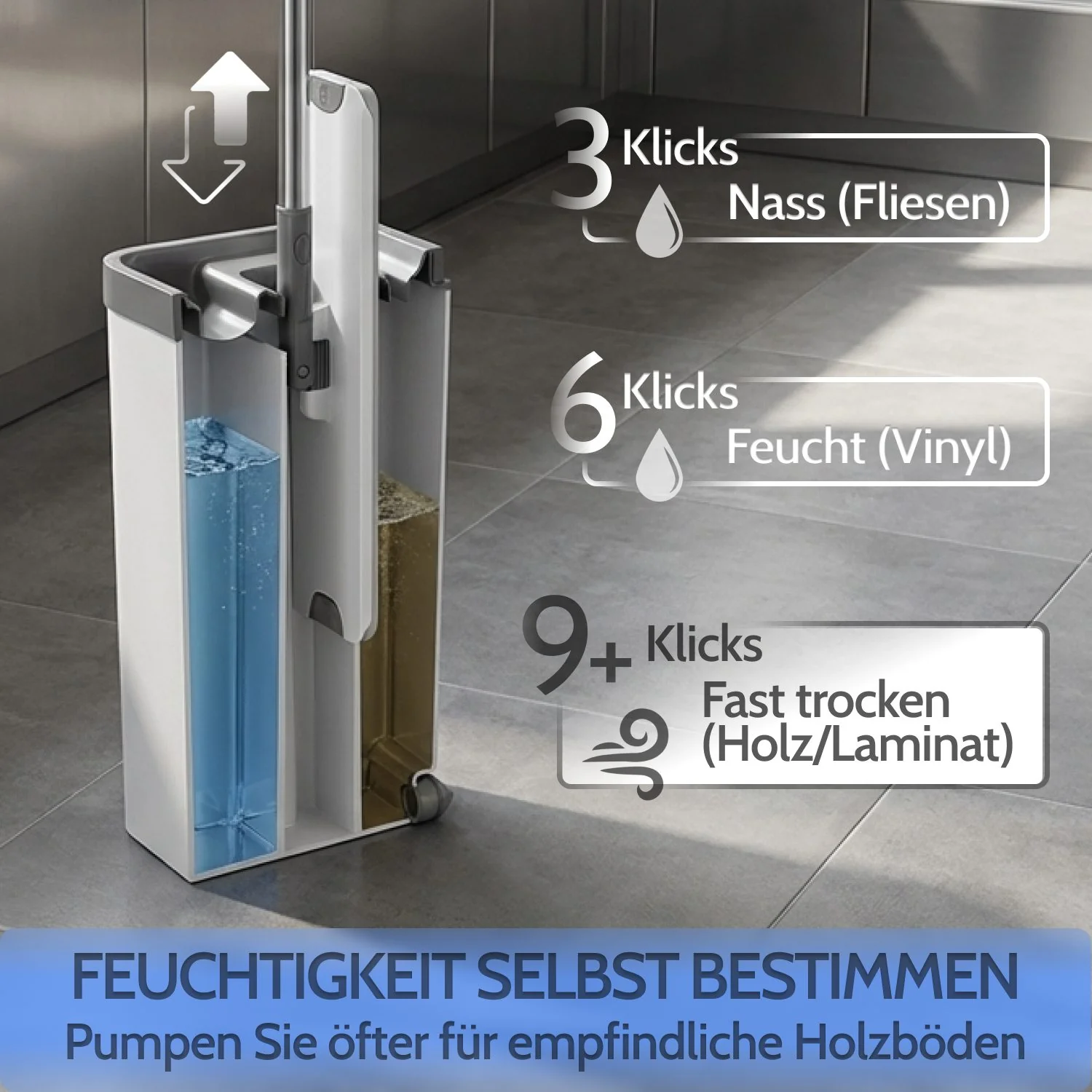 ALLYSON Putzeimer Bodenwischer Set trennt Schmutz von Frischwasser