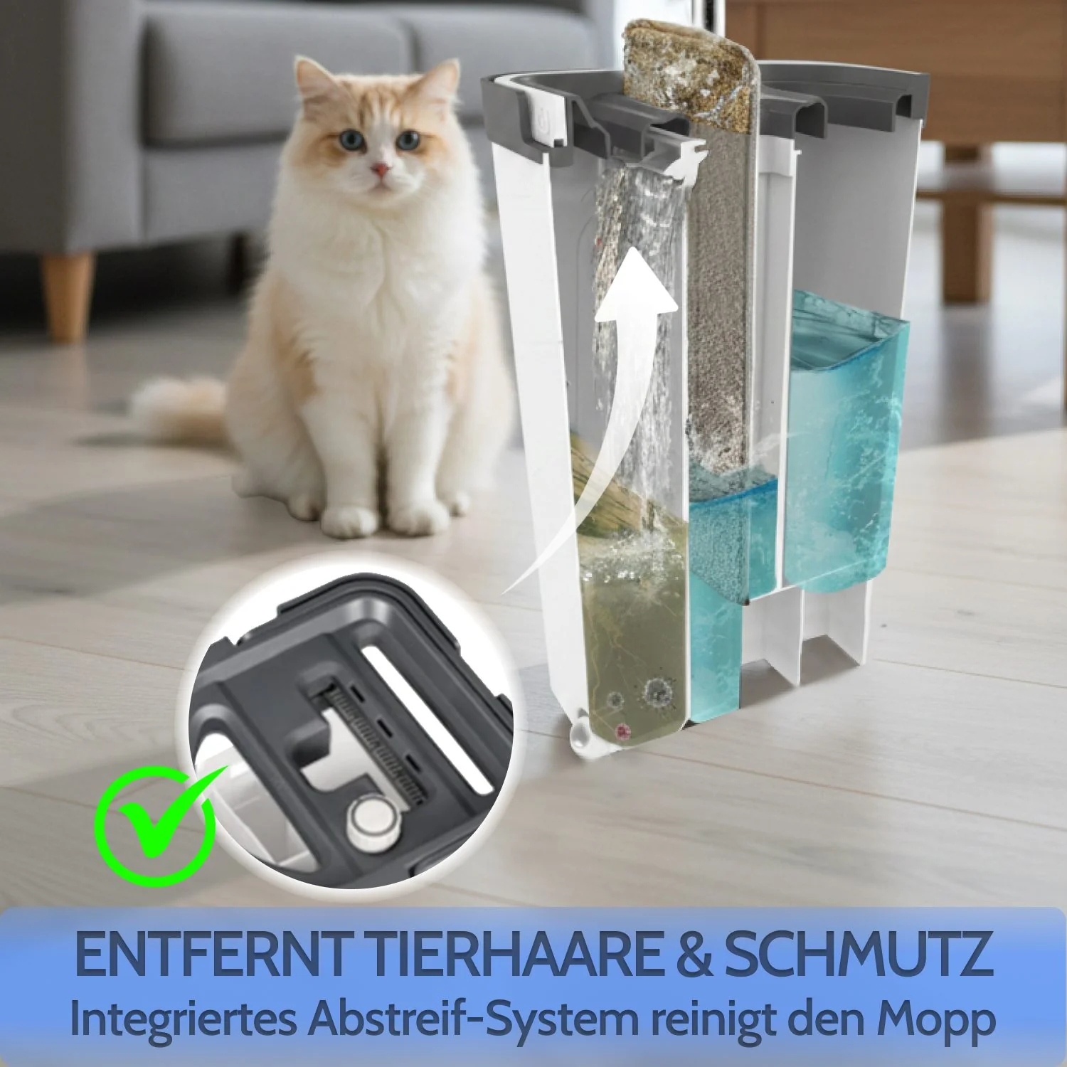 ALLYSON Putzeimer Bodenwischer Set trennt Schmutz von Frischwasser