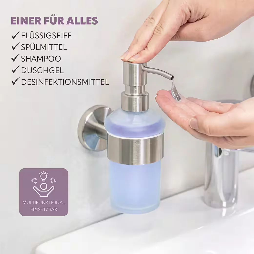 Bremermann Seifenspender PIAZZA aus Glas und Edelstahl matt