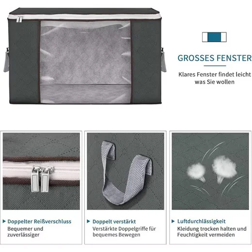 LUXUSKOLLEKTION Budding Joy Unterbettbox 90L 2er Pack grau faltbar