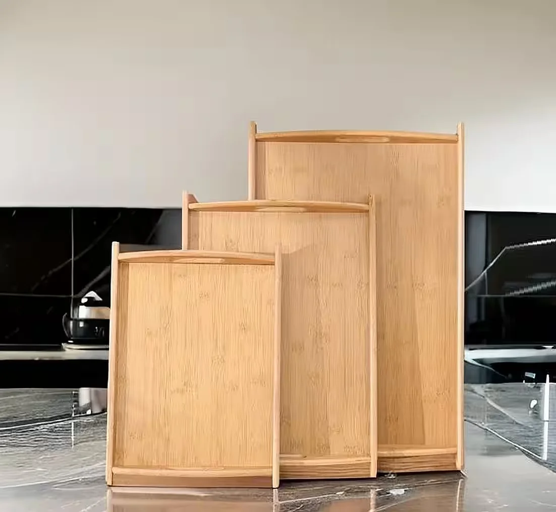 CHEFFINGER Holz Serviertablett Frühstückstablett Dekotablett Set 3tlg