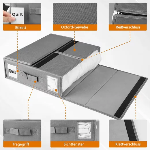DIWZBYN Aufbewahrungsbox 2er Set Bettwäsche Organizer faltbar