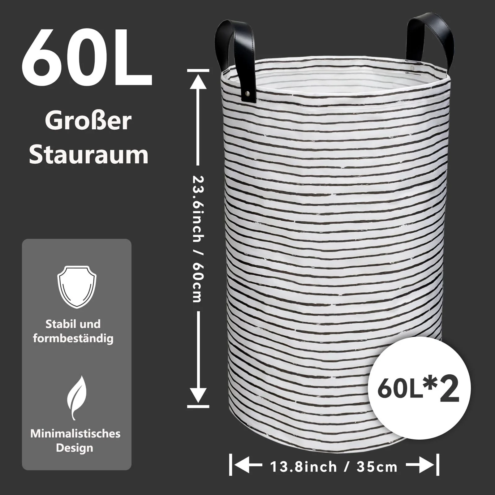 FOUORTUNATE-BEE Wäschekörbe 2er Set 60 L faltbar groß