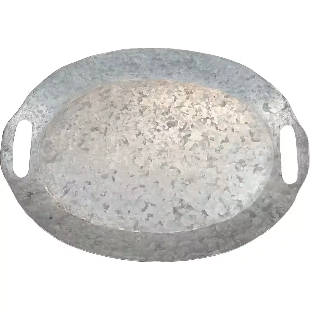 FLORISTS PRODUCTS Deko Tablett oval Metall Zinkoptik Shabby Chic