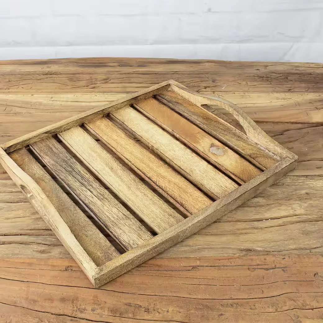 MACOSA HOME Dekotablett Mangoholz braun 30 cm rechteckig mit Griffen