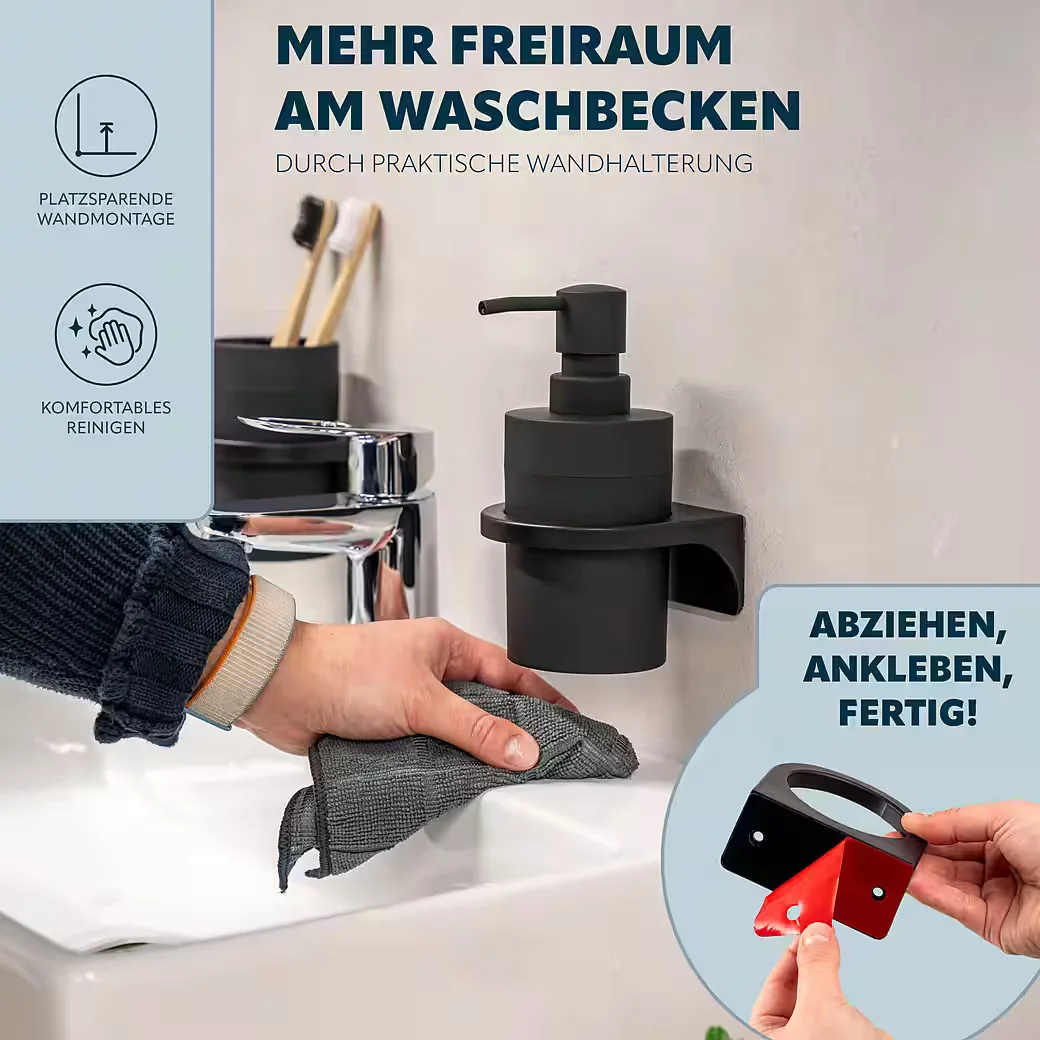 Bremermann Seifenspender SAVONA Softtouch rund mit Wandhalterung