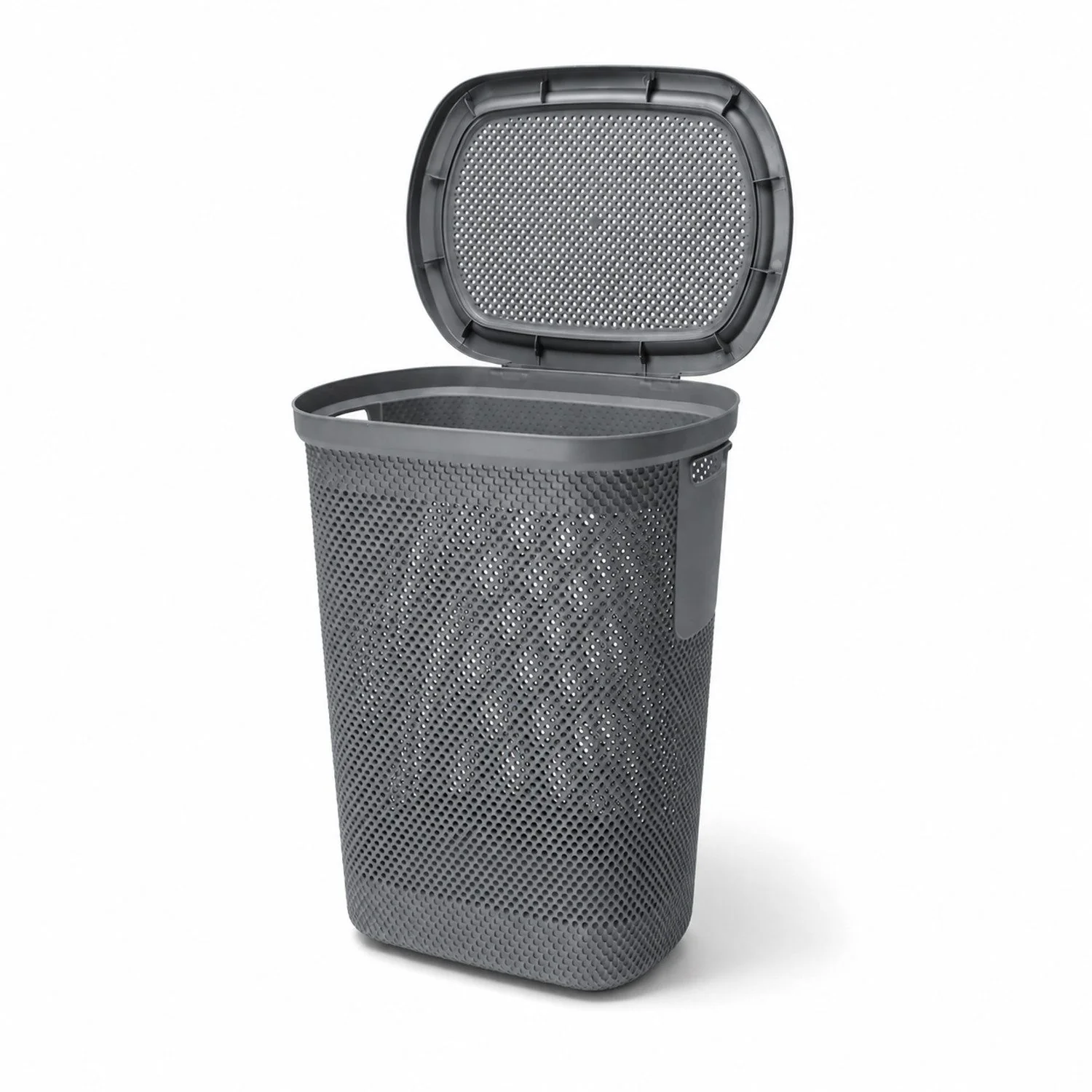 MOJAWO Wäschebox Wäschekorb mit Deckel Grau 58 L