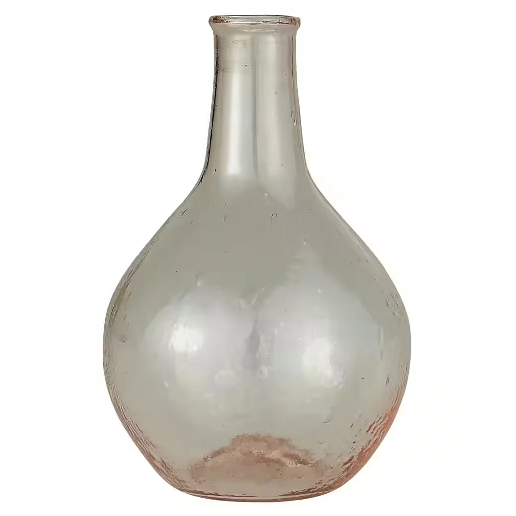 IB LAURSEN Unika Glasvase mit langem Hals klar zart rosa 16 cm