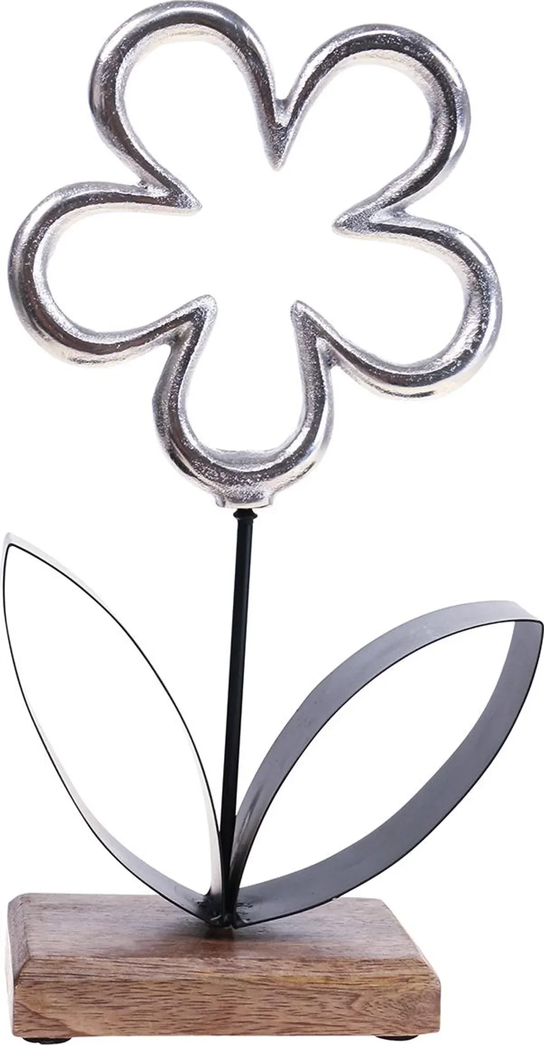 Metall-Blume Deko Schwarz Silber – 36 cm