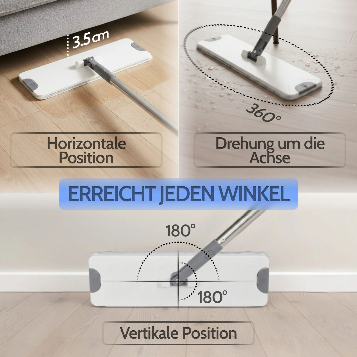 ALLYSON Putzeimer Bodenwischer Set trennt Schmutz von Frischwasser