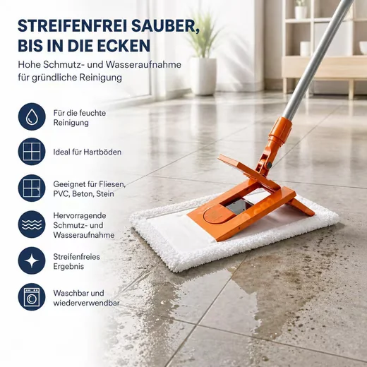 BAYLI Profi Wischmoppbezug 50 cm Mikrofaser für Klapphalter