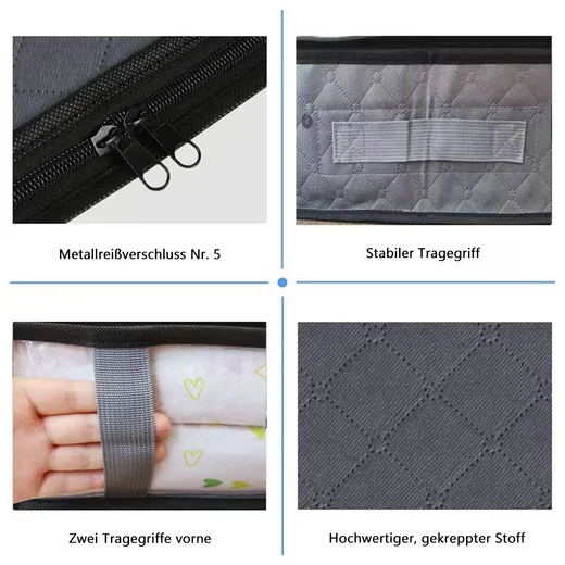 TUWENA Unterbettkommode 4er Set mit Sichtfenster faltbar