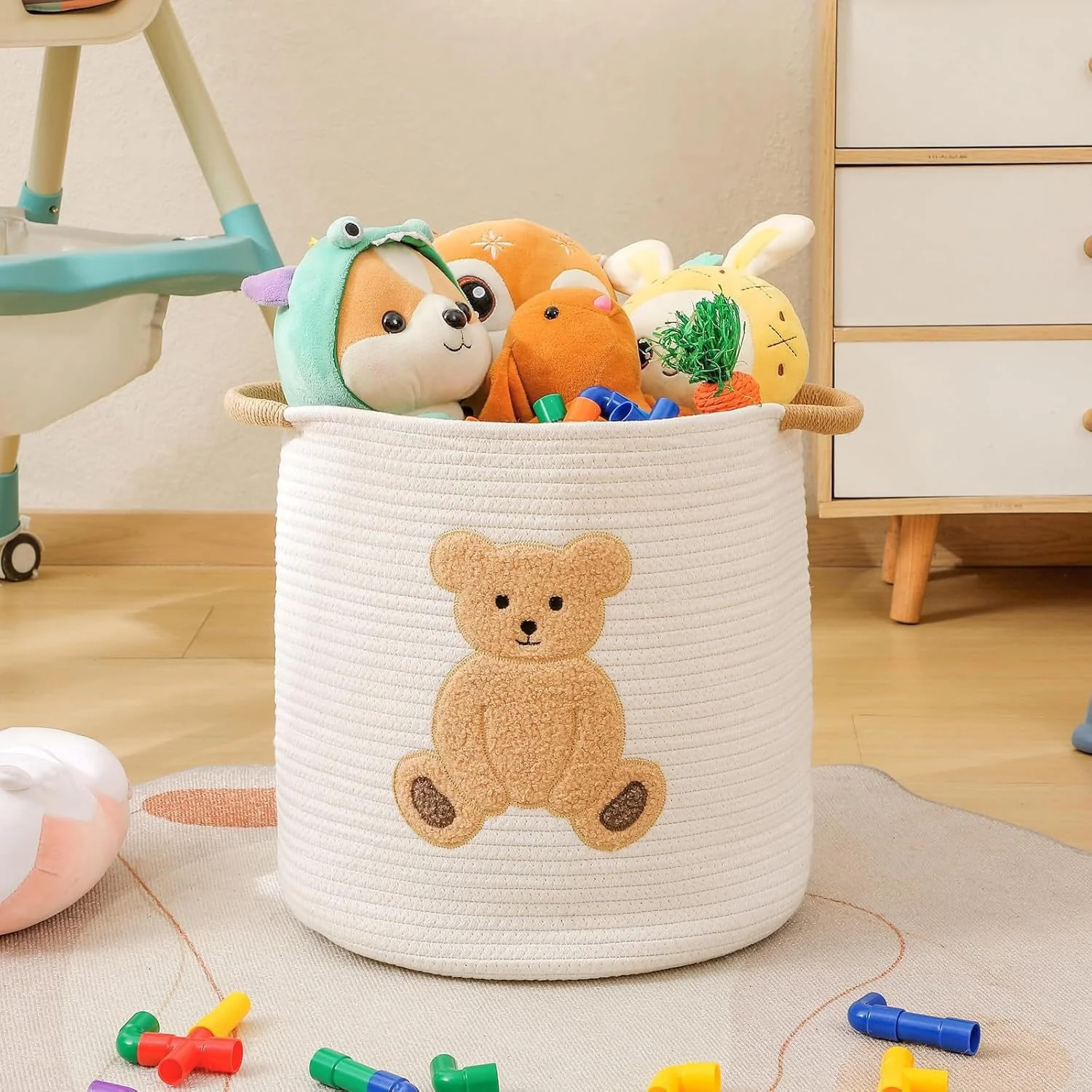 JUMPEAK Wäschebox aus Baumwollseil für Spielzeug und Kleidung
