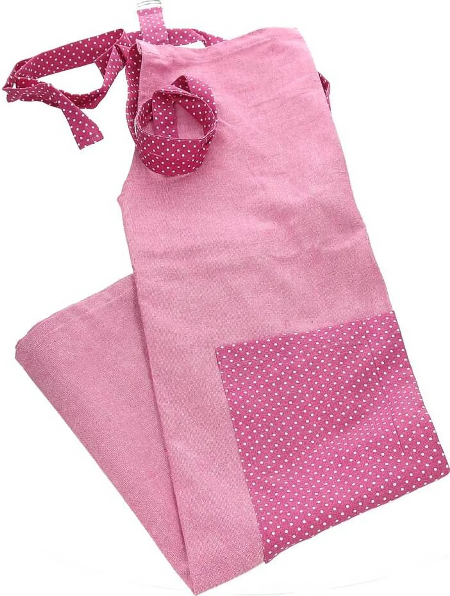 Küchenschürze mit Punkten – Rosa, 100 % Baumwolle