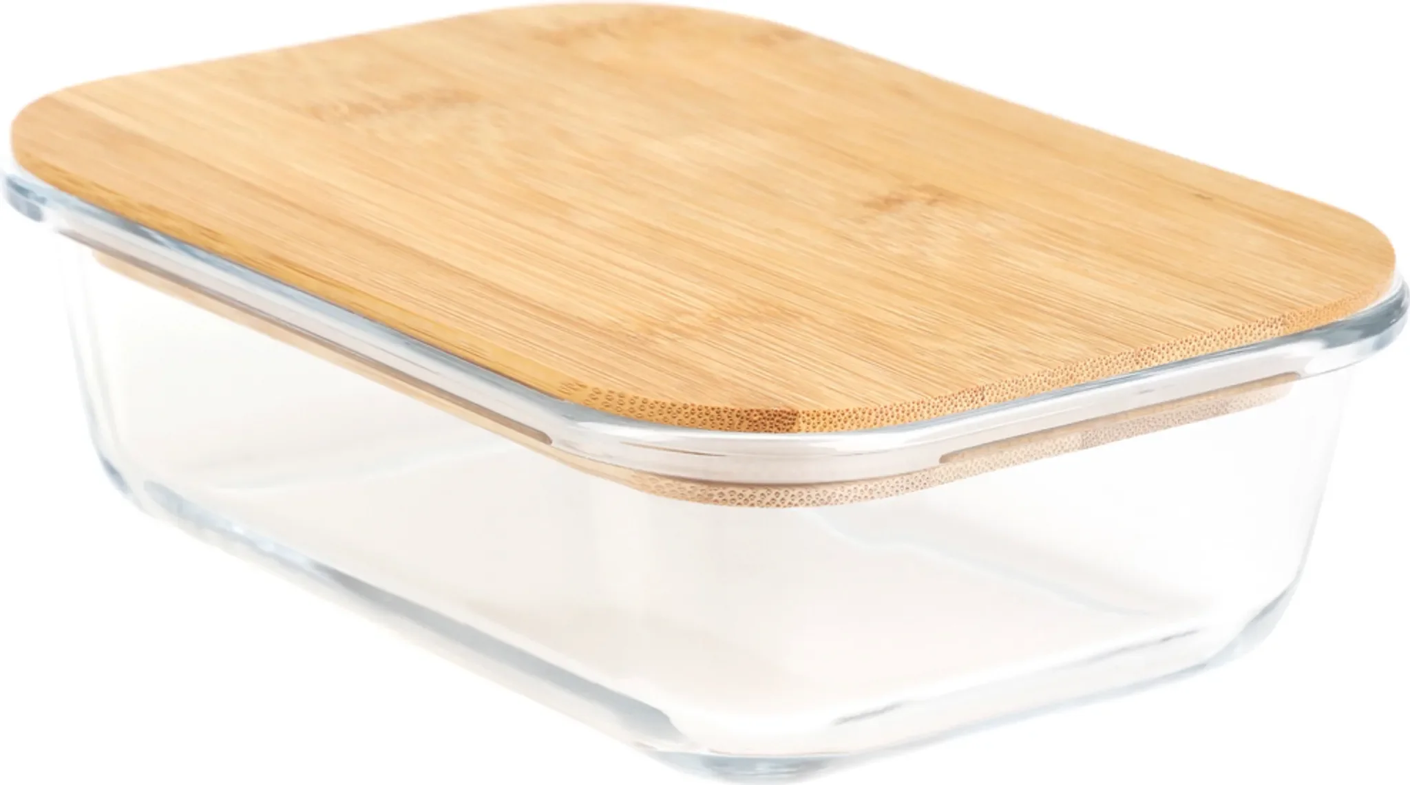 HOMLA BAMBOU Glasbehälter – groß, mit Bambusdeckel, 20×15 cm