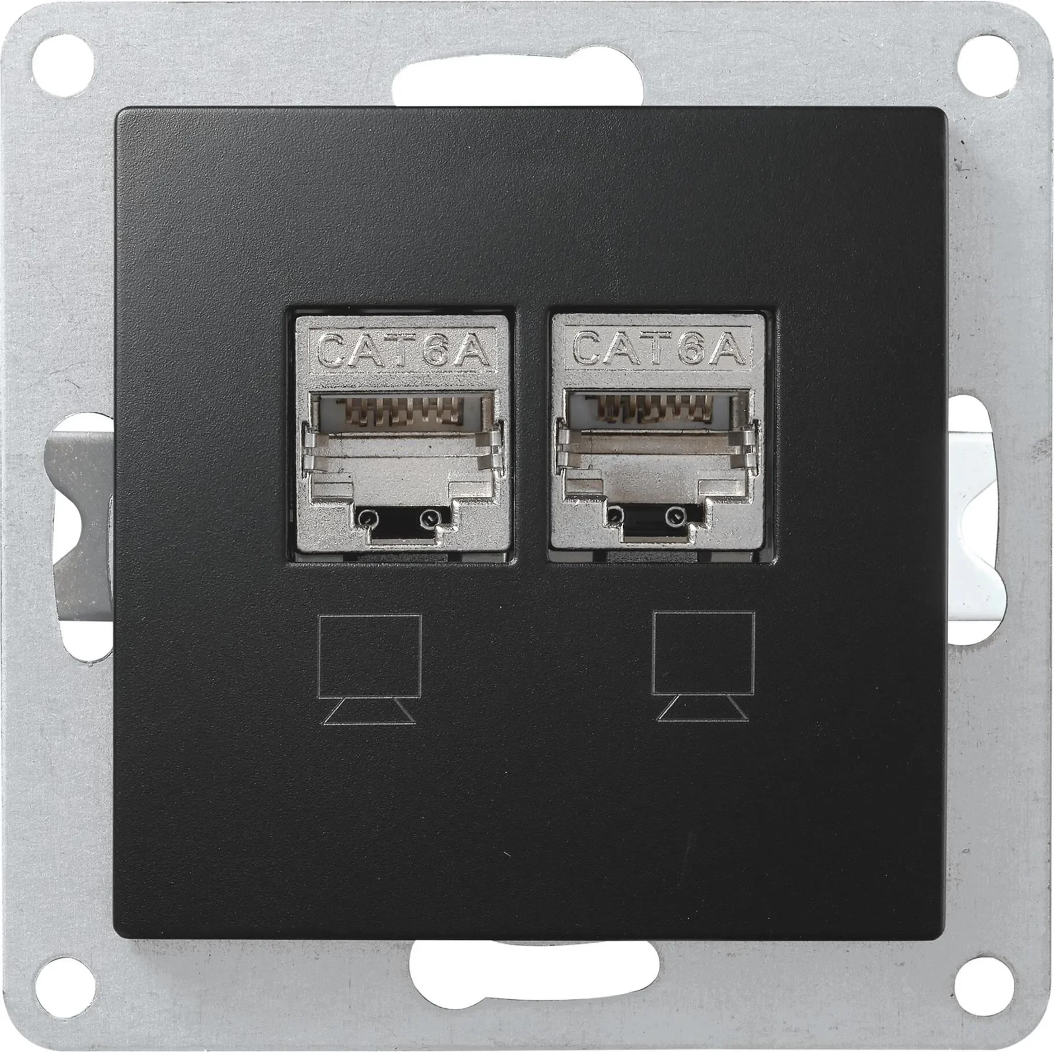 McPower ''Flair'' CAT6A Netzwerk-Dose – 2x RJ45, matt schwarz