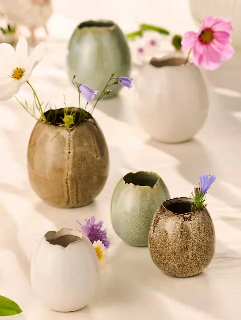 IB Laursen Dekovase eiförmig weiß für 1 Blume 9 cm