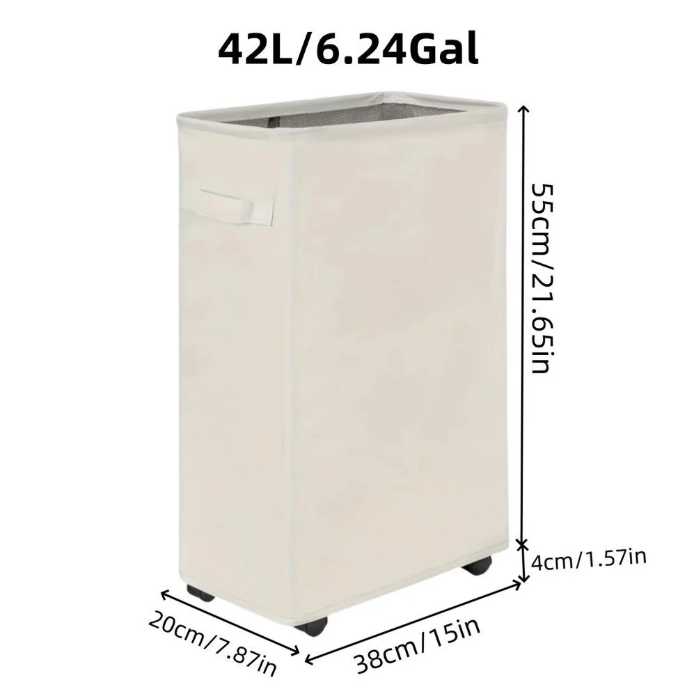ATHLIX fahrbarer Wäschekorb mit Deckel 42 L