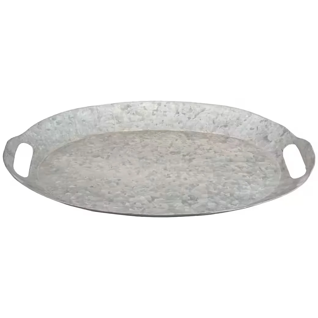 FLORISTS PRODUCTS Deko Tablett oval Metall Zinkoptik Shabby Chic