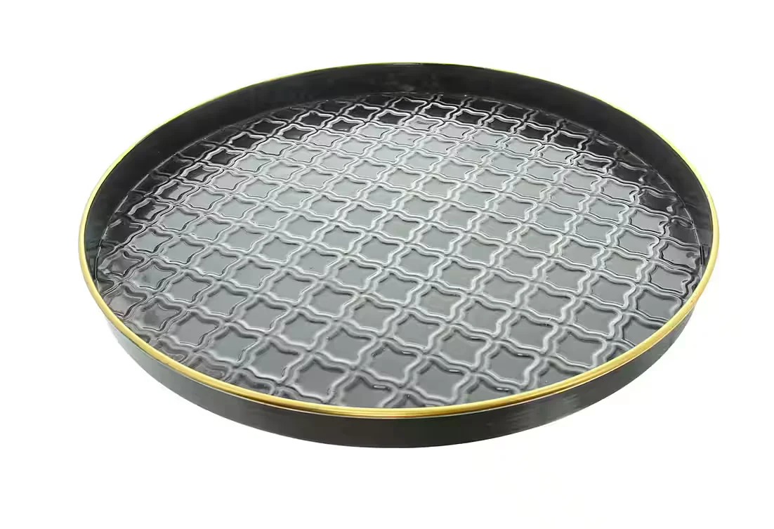 DEKOLEIDENSCHAFT Venezia Serviertablett Metall anthrazit rund 40 cm