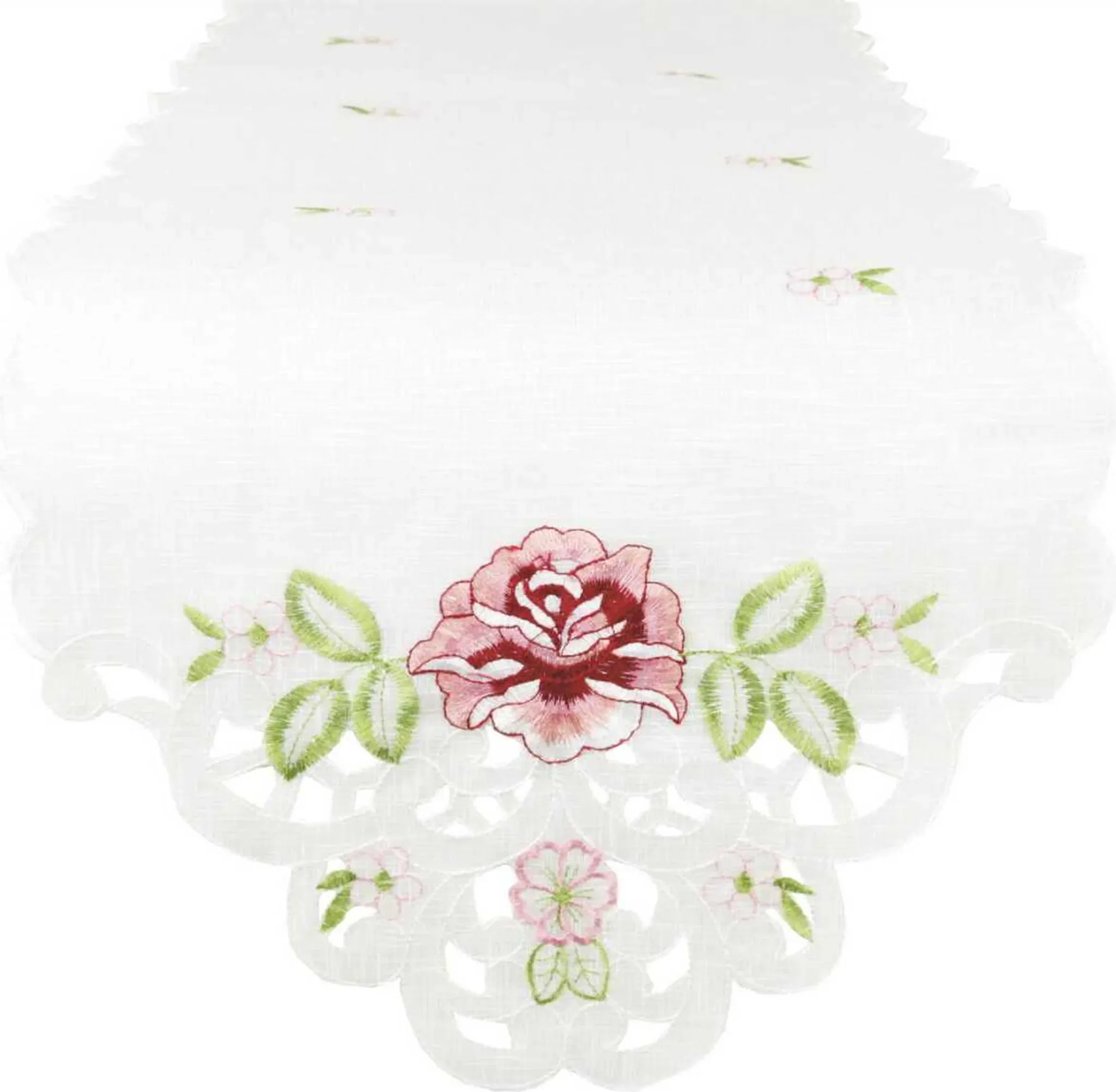 ARSVITA Tischläufer mit Stickerei – 35 x 140 cm, Weinrot & Grün