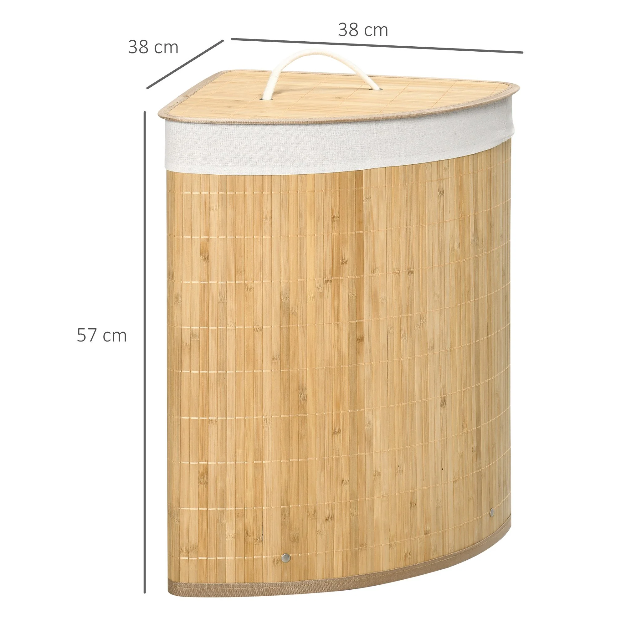 SURFOU Wäschekorb 55L mit Deckel aus Bambus Natur