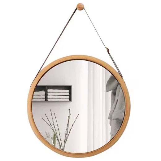 LITTLE DOVE Runder Badspiegel 45 cm mit verstellbarer Lederband