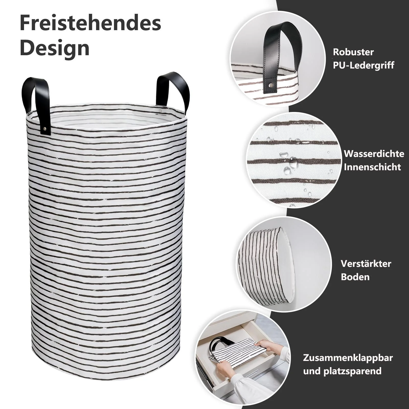 FOUORTUNATE-BEE Wäschekörbe 2er Set 60 L faltbar groß
