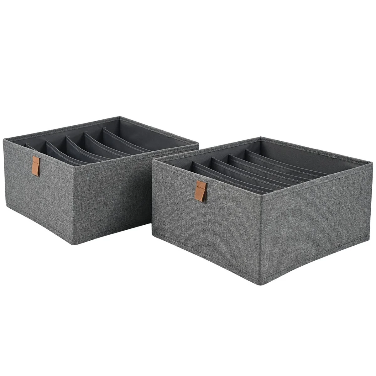 HAUSLEBEN Organizer Box 2er Set, Aufbewahrungsbox mit je 6 Fächern