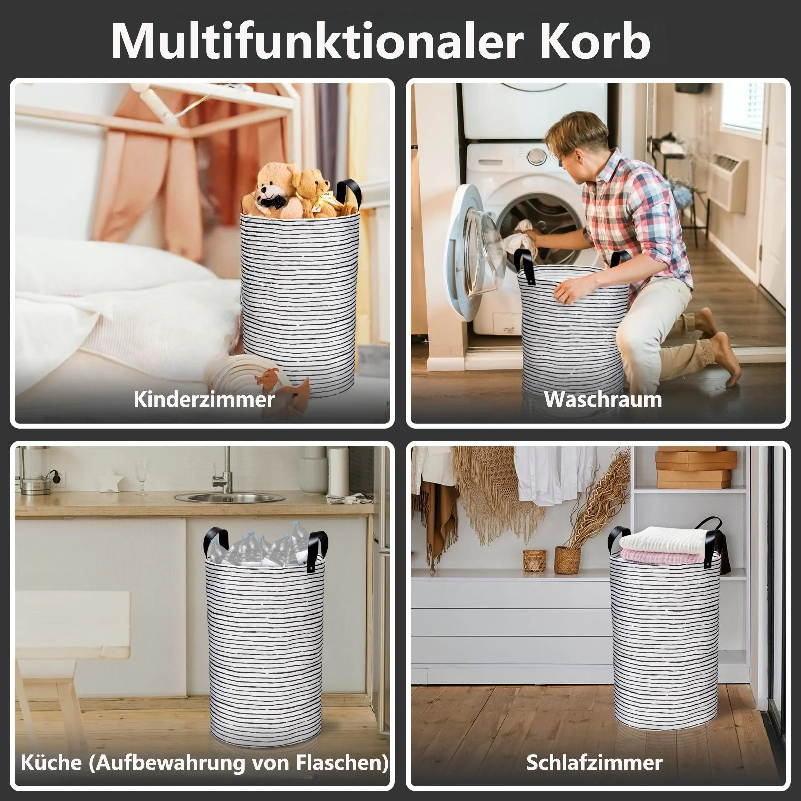 FOUORTUNATE-BEE Wäschekörbe 2er Set 60 L faltbar groß