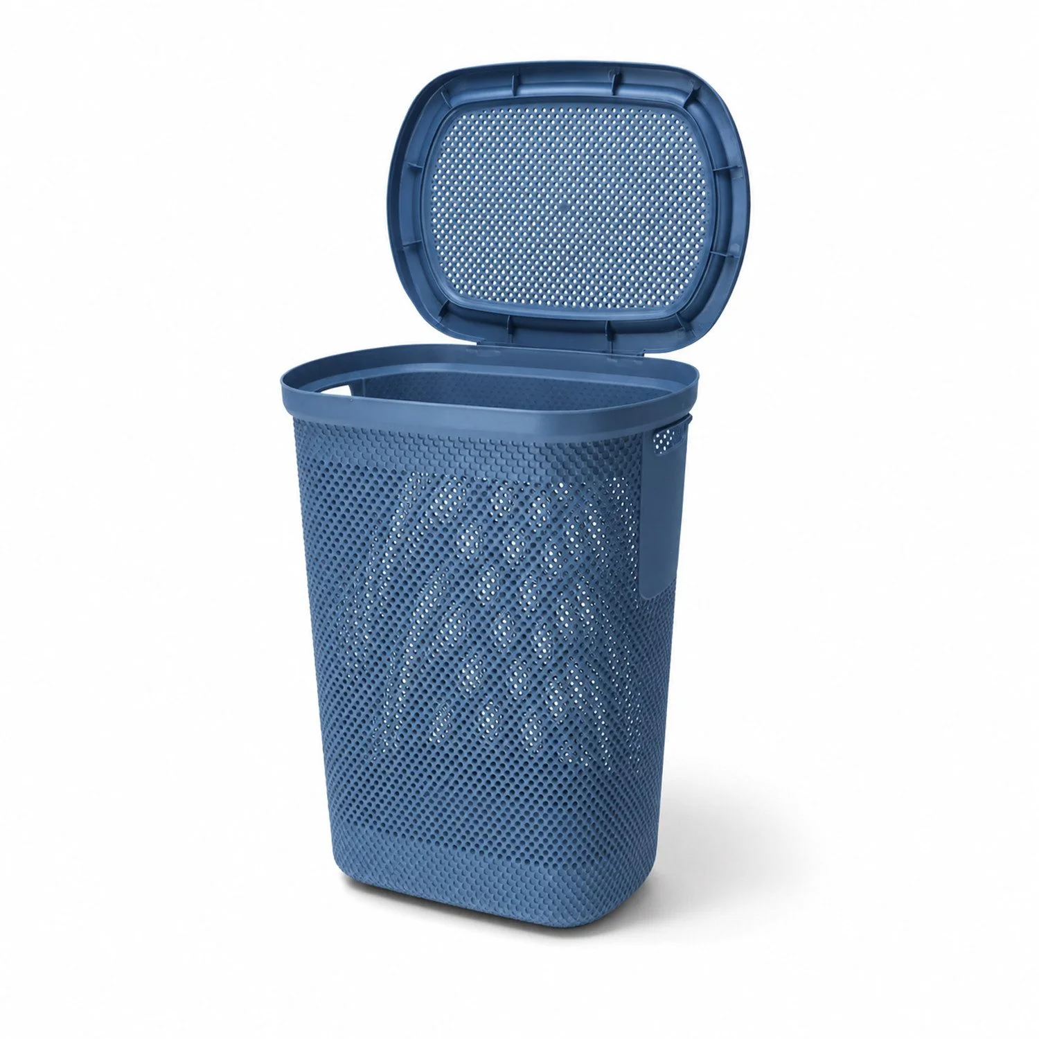 MOJAWO Wäschekorb Wäschebox mit Deckel 58L Blau