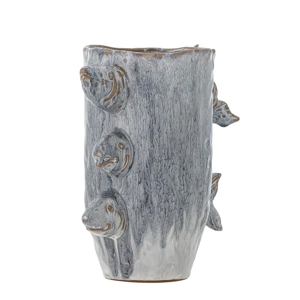 BLOOMINGVILLE Tace Vase blau Steingut Fisch Dekovase Wohnzimmer